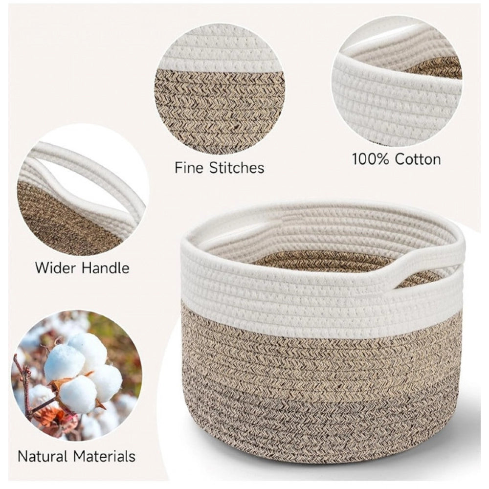Generic Cotton Kidi 9x7 Inch Pack of 3 Storage Basket For Clothes (Kidi White) Secondary image