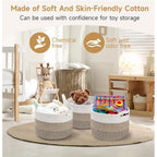 Generic Cotton Kidi 9x7 Inch Pack of 3 Storage Basket For Clothes (Kidi White)
