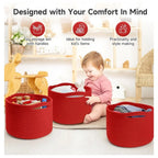 Generic Cotton 9x7 Inch Pack of 3 Storage Basket For Clothes (Red)