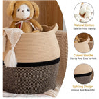 Generic Cotton Matka 14x12 Inch Storage Basket For Clothes (Beige Black)