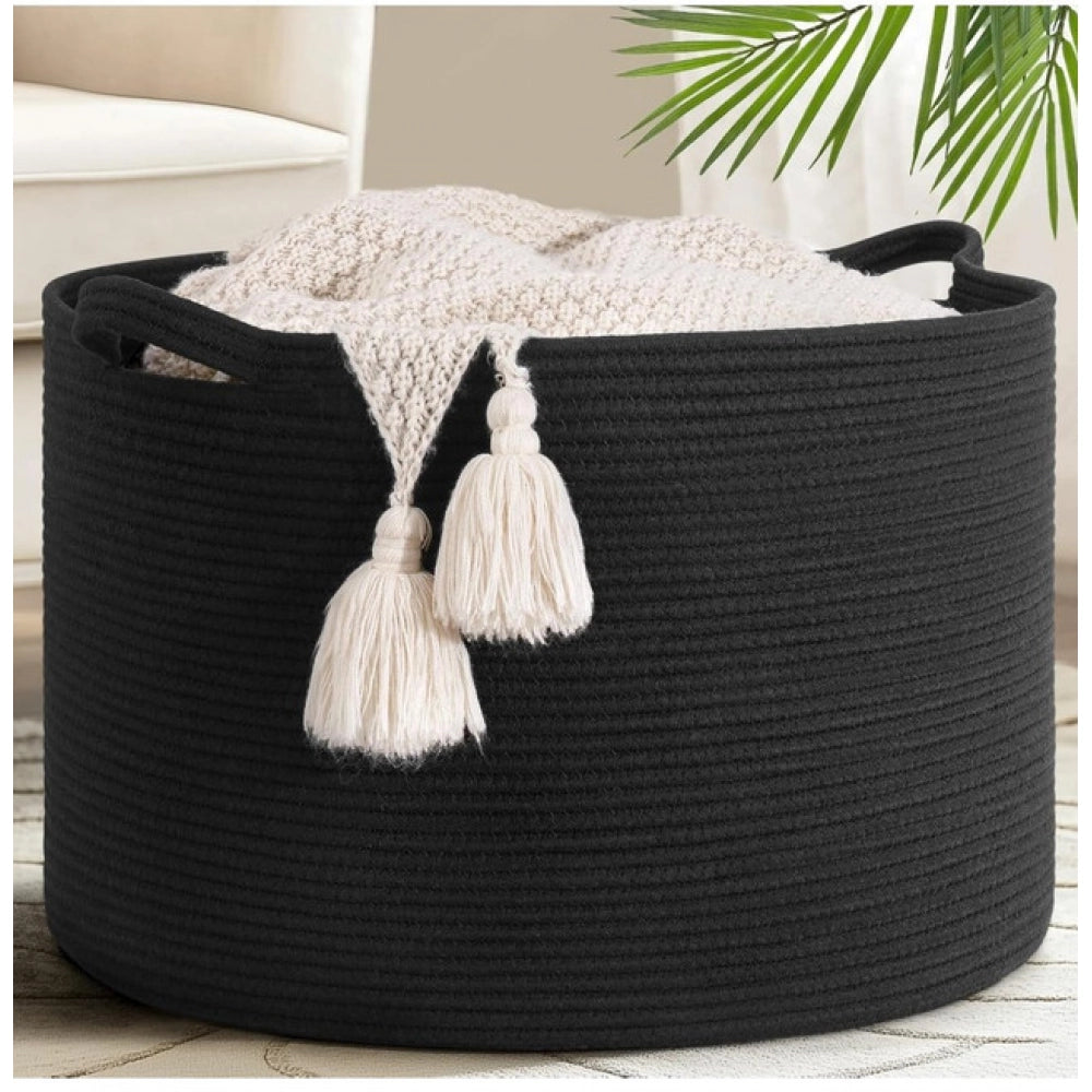 Generic Cotton Basket 14x12 Inch Storage Basket For Clothes (Black) Main image