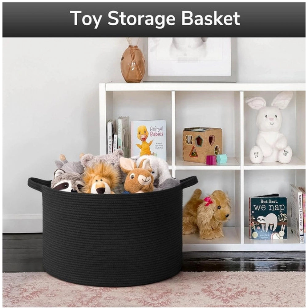 Generic Cotton Basket 14x12 Inch Storage Basket For Clothes (Black) Secondary image