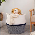 Generic Cotton Matka 14x12 Inch Storage Basket For Clothes (Gray White)