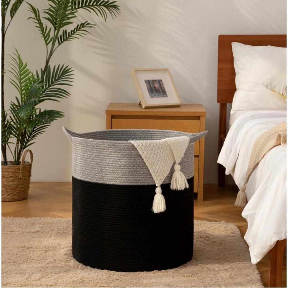 Generic Cotton 12x14 Inch- 1 Pcs Storage Basket For Clothes (Gray-Black)