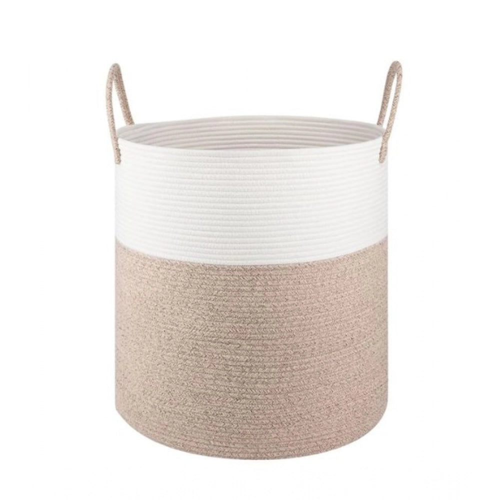 Generic Cotton 12x14 Inch-Kidi-Handle Storage Basket For Clothes (Kidi-White)