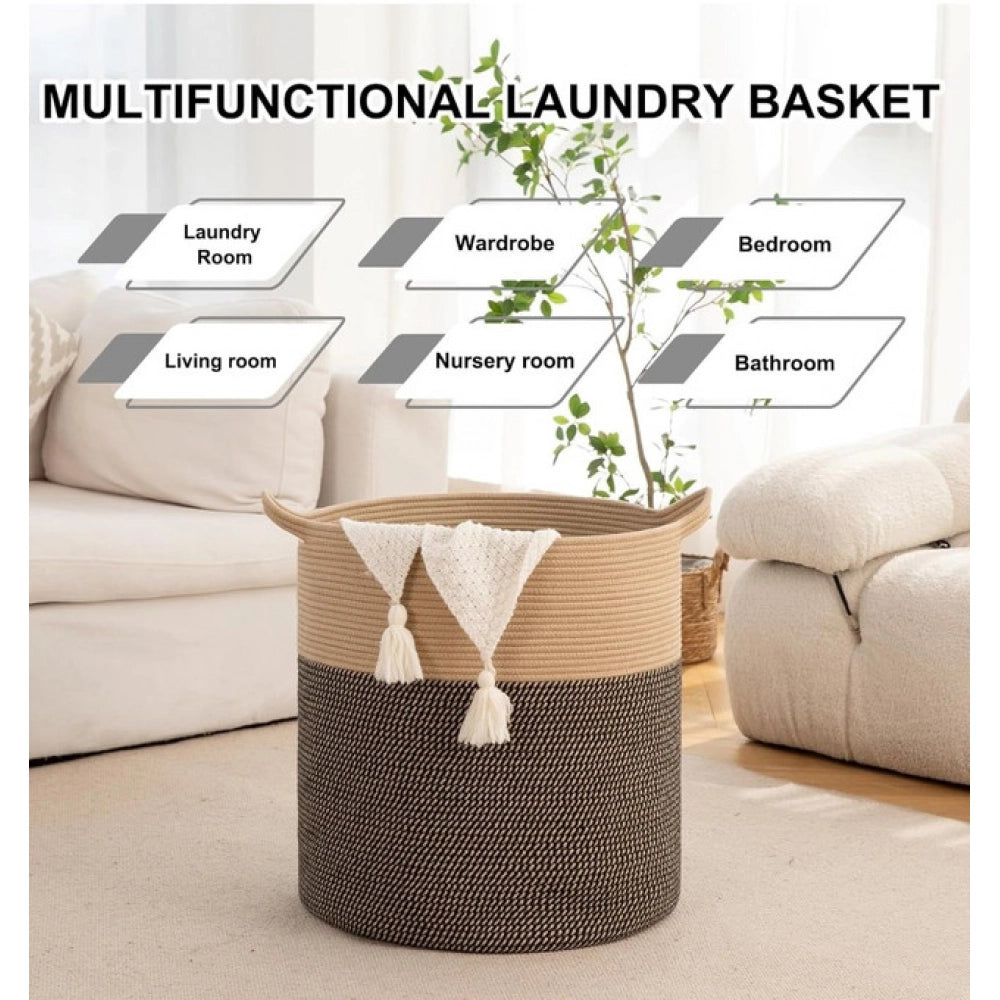 Generic Cotton 12x14 Inch -Storage Basket For Clothes (Dark Brown) Secondary image