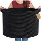 Generic Cotton 14x12 Inch Pack of 1 Storage Basket For Clothes (Black)