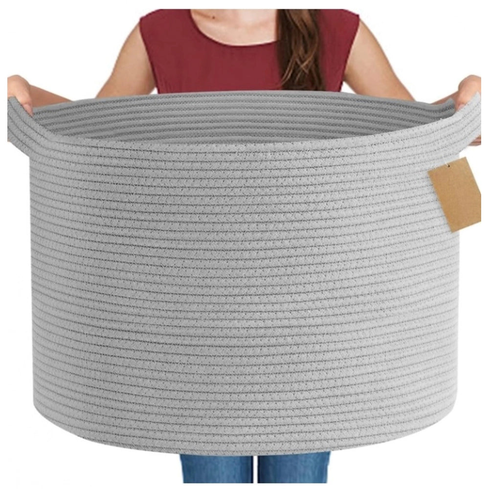 Generic Cotton 14x12 Inch Pack of 1 Storage Basket For Clothes (Gray) Main image