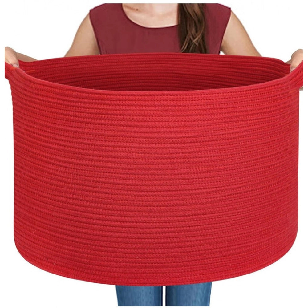 Generic Cotton 14x12 Inch Pack of 1 Storage Basket For Clothes (Red) Main image