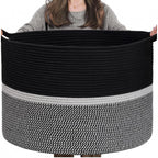 Generic Cotton Dori 16x14 Inch Storage Basket For Clothes (Black-Black White)