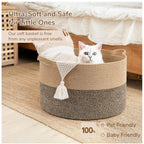 Generic Cotton 16x14 Inch Pack of 1 Storage Basket For Clothes (Beige- Beige Black)