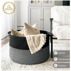 Generic Cotton 16x14 Inch Pack of 1 Storage Basket For Clothes (Black)