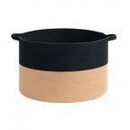 Generic Cotton 16x14 Inch Pack of 1 Storage Basket For Clothes (Black-Beige)