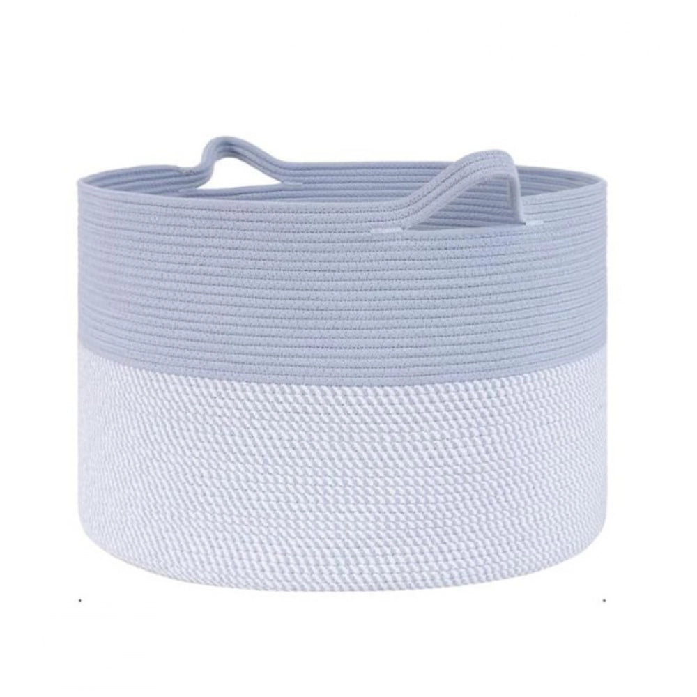 Generic Cotton 16x14 Inch Pack of 1 Storage Basket For Clothes (Gray- Gray White)