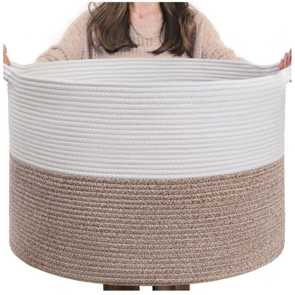 Generic Cotton Kidi- 16x14 Inch Pack of 1 Storage Basket For Clothes (Kidi-White) Main image