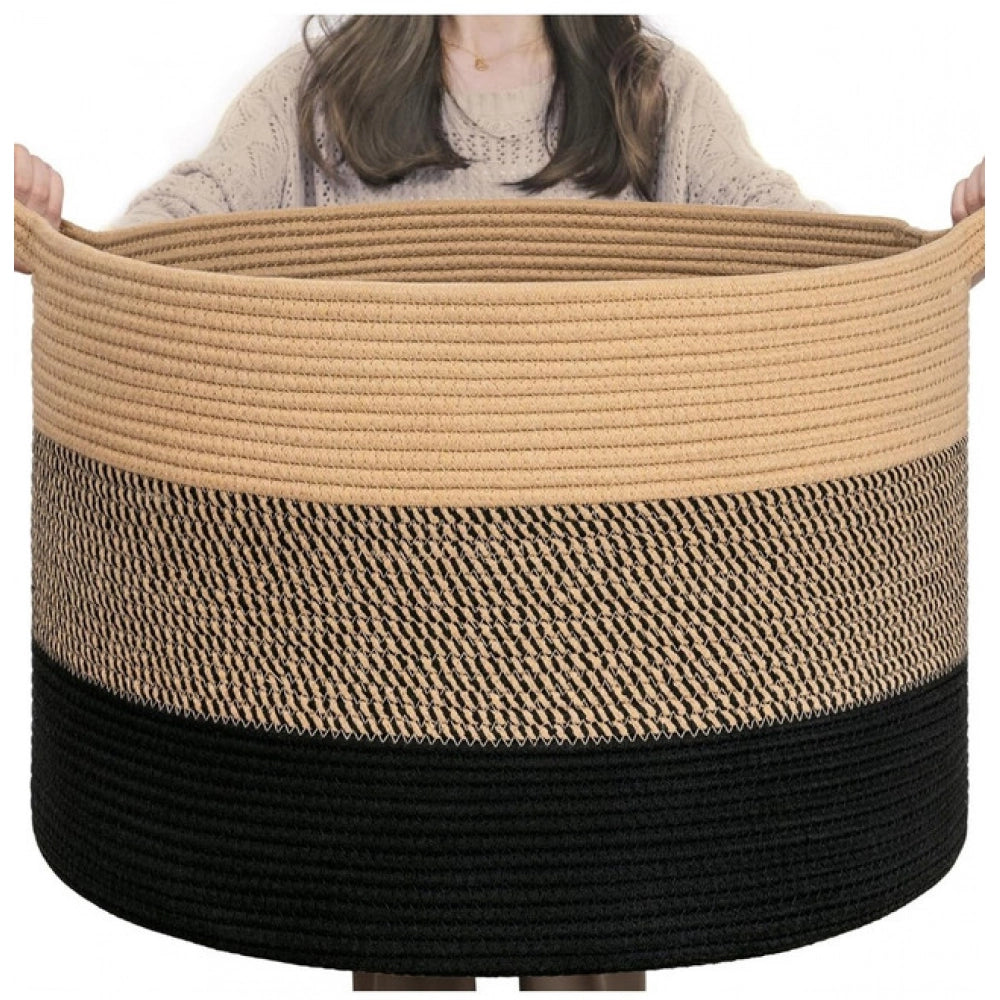 Generic Cotton Mix 16x14 Inch Pack of 1 Storage Basket For Clothes (Multicolor) Main image
