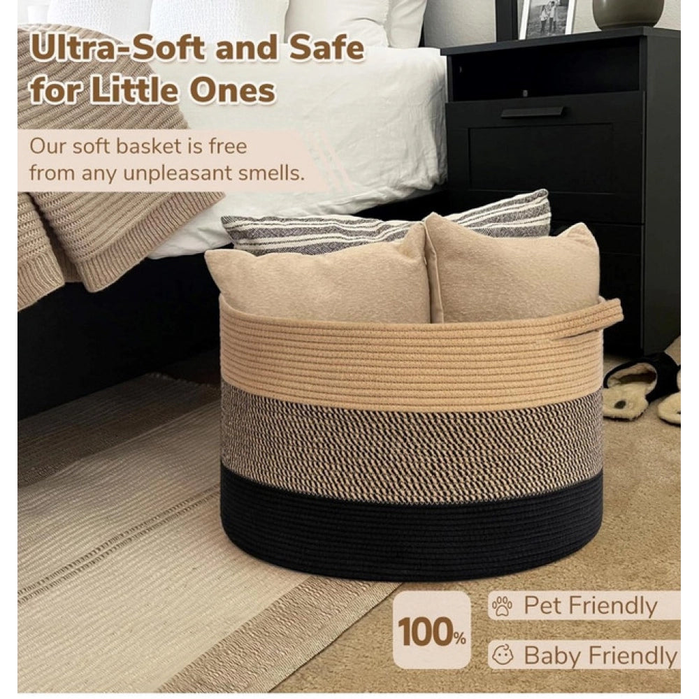 Generic Cotton Mix 16x14 Inch Pack of 1 Storage Basket For Clothes (Multicolor) Secondary image