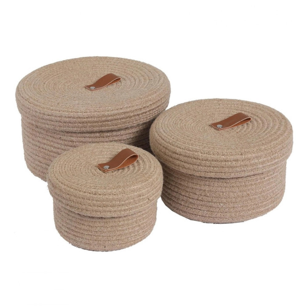 Generic Cotton 3 Pcs Set Roti Box Storage Basket With Lid (Beige) Main image