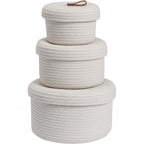 Generic Cotton 3 Pcs Set Roti Box Storage Basket With Lid (White)
