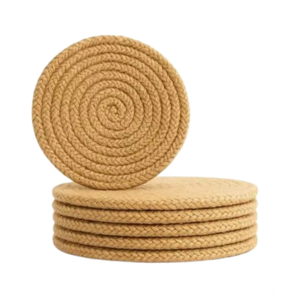Generic Cotton 6 Pcs Set Tea Coaster 6 Pcs Set (Beige) Main image