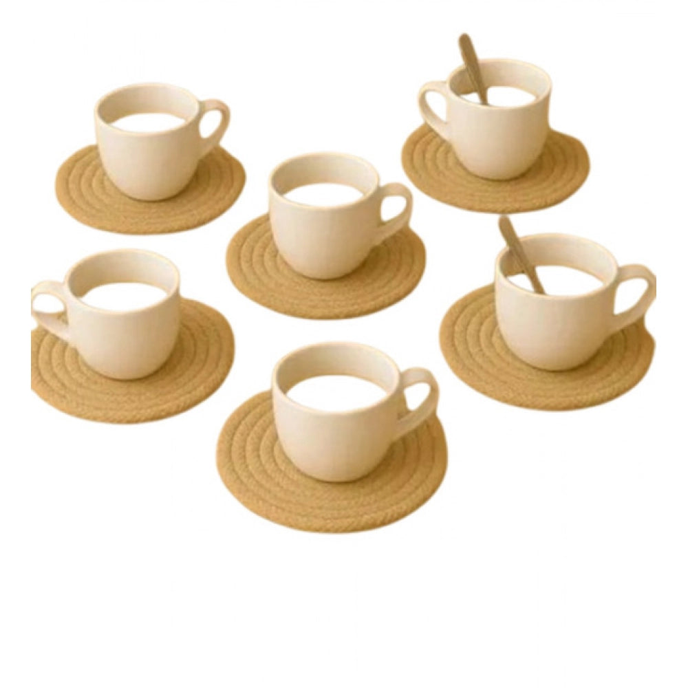 Generic Cotton 6 Pcs Set Tea Coaster 6 Pcs Set (Beige) Secondary image