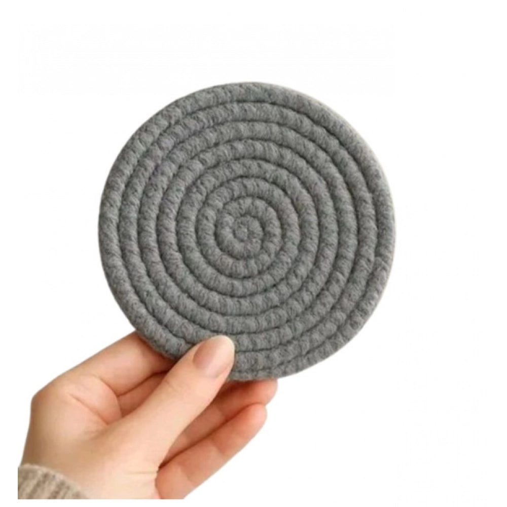 Generic Cotton 6 Pcs Set Tea Coaster 6 Pcs Set (Gray) Secondary image