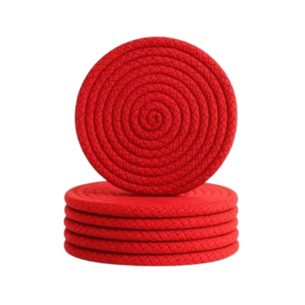 Generic Cotton 6 Pcs Set Tea Coaster 6 Pcs Set (Red) Main image