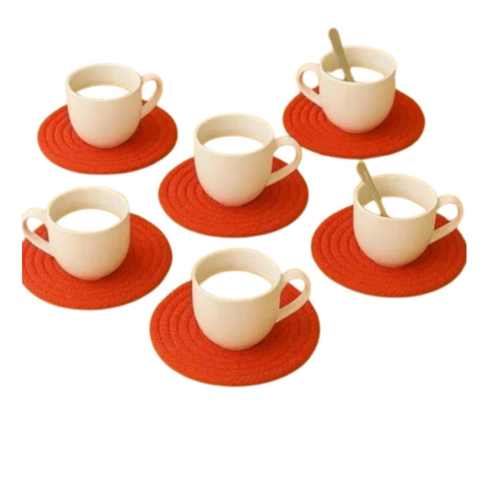 Generic Cotton 6 Pcs Set Tea Coaster 6 Pcs Set (Red) Secondary image
