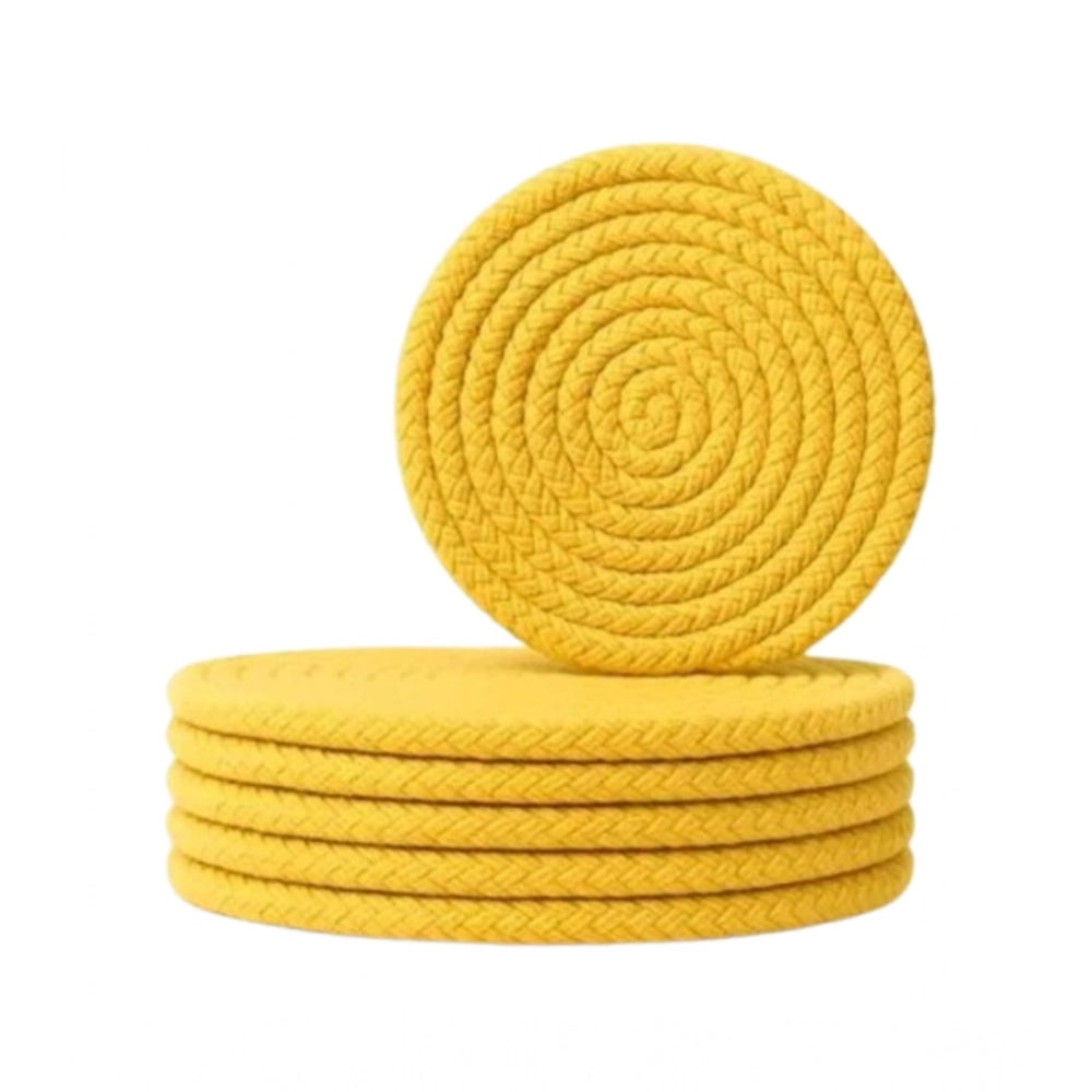 Generic Cotton 6 Pcs Set Tea Coaster 6 Pcs Set (Yellow) Main image