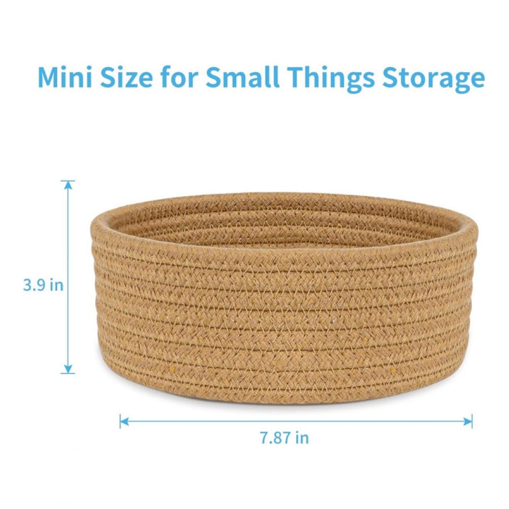 Generic Cotton 8x3 Inch Round 1 Pcs Bedside Organizer (Beige) Secondary image