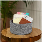 Generic Cotton 8x3 Inch Kidi Round 1 Pcs Bedside Organizer (Black)