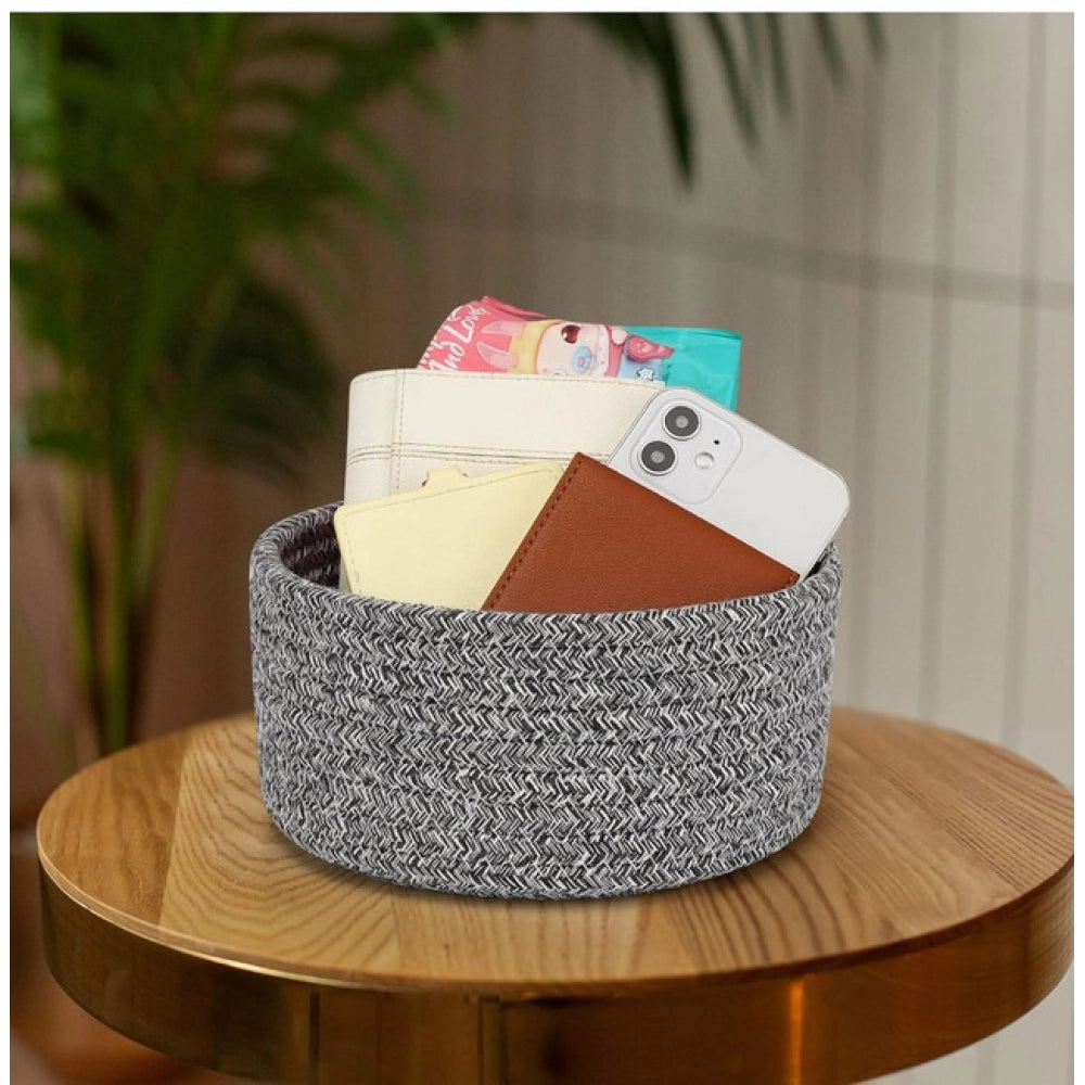 Generic Cotton 8x3 Inch Kidi Round 1 Pcs Bedside Organizer (Black)