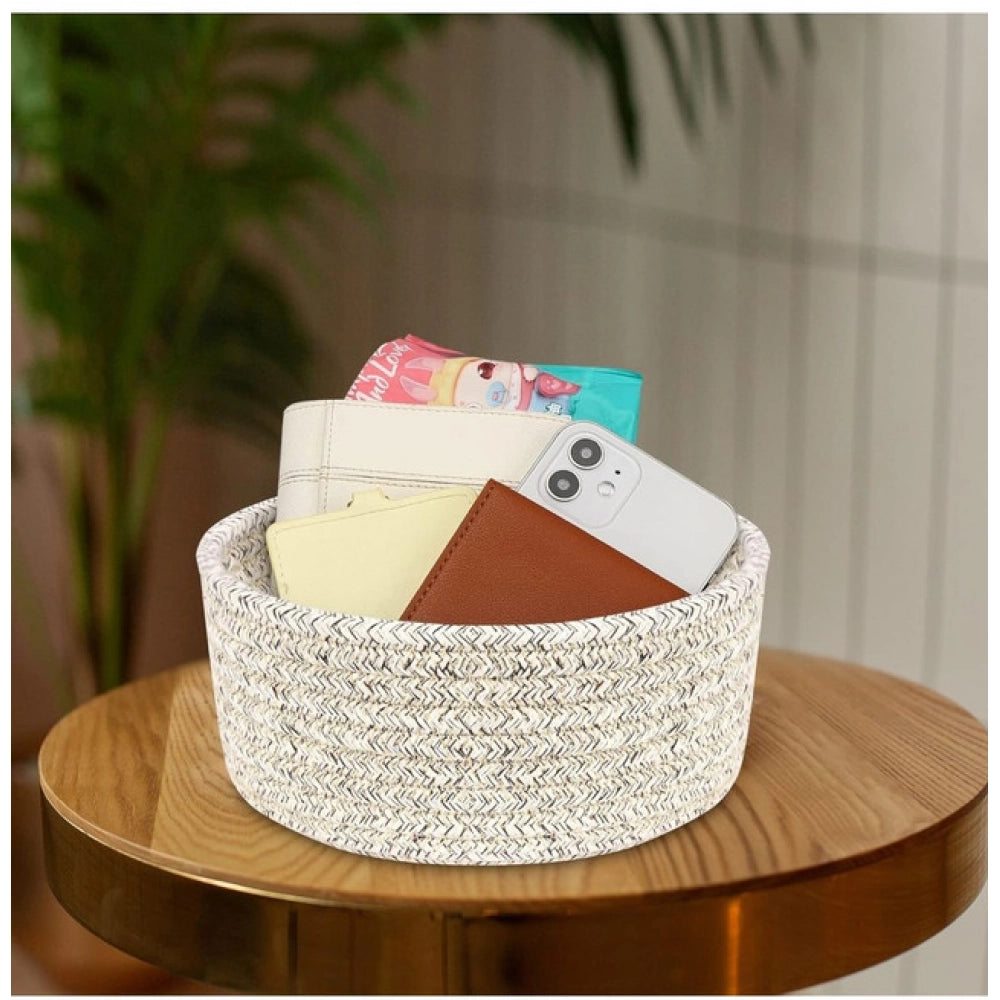 Generic Cotton 8x3 Inch Kidi Round 1 Pcs Bedside Organizer (Brown) Secondary image