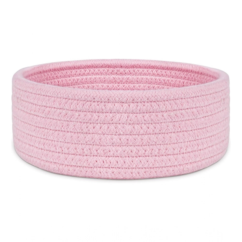 Generic Cotton 8x3 Inch Round 1 Pcs Bedside Organizer (Pink) Main image