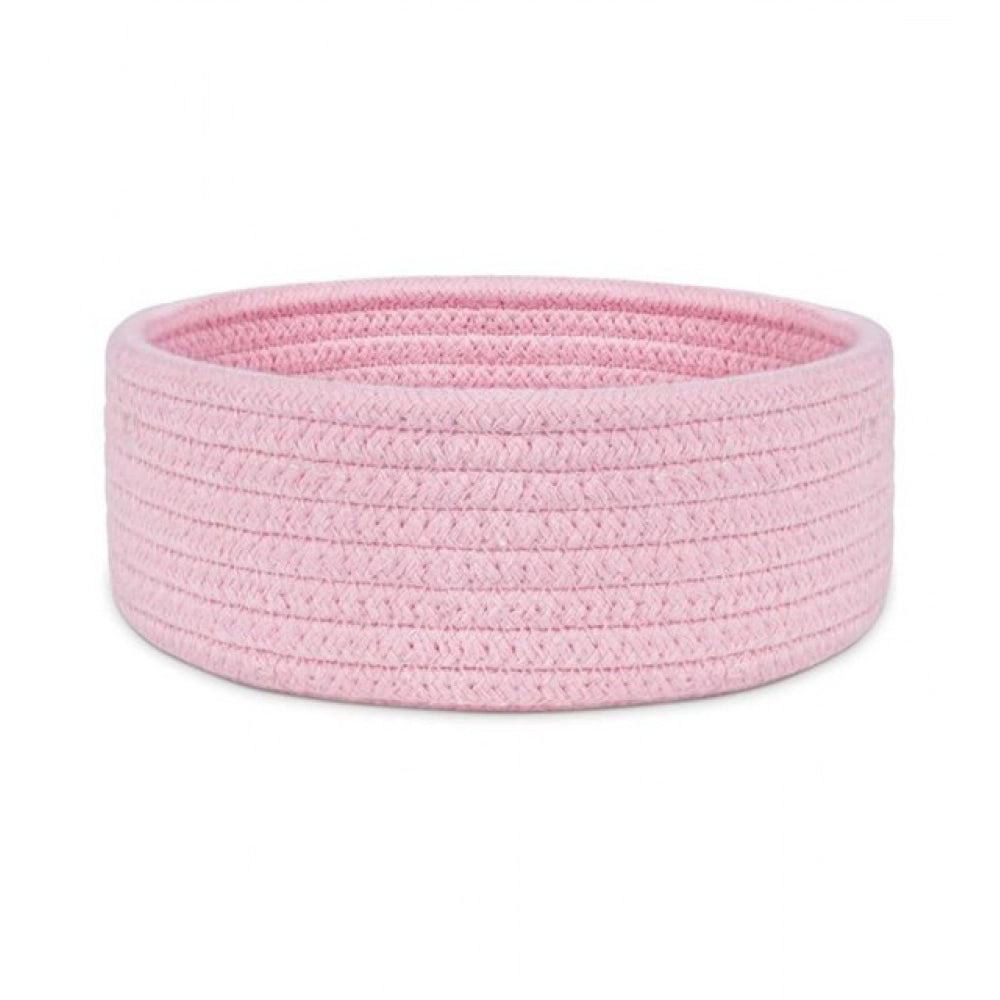 Generic Cotton 8x3 Inch Round 1 Pcs Bedside Organizer (Pink) Secondary image