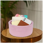 Generic Cotton 8x3 Inch Round 1 Pcs Bedside Organizer (Pink)
