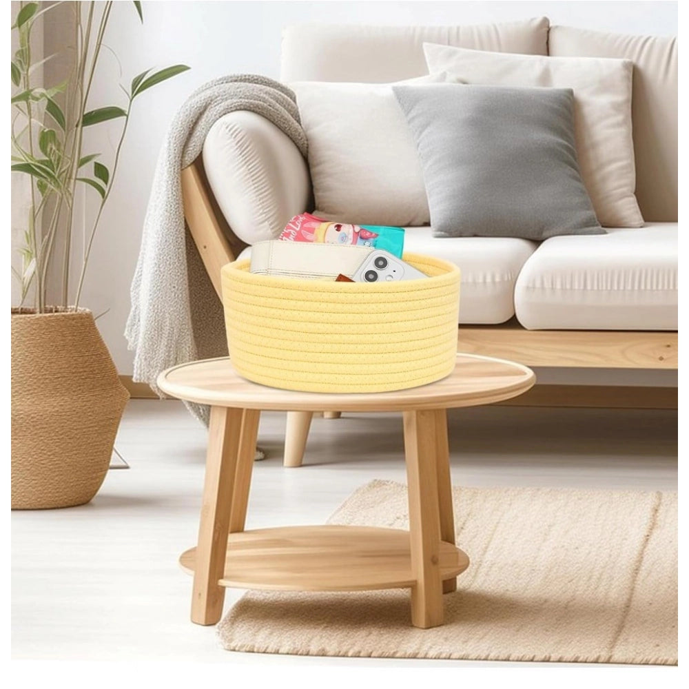 Generic Cotton 8x3 Inch Round 1 Pcs Bedside Organizer (Yellow) Secondary image