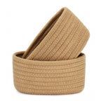 Generic Cotton 8x3 Inch Round 2 Set Bedside Organizer (Beige)