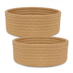 Generic Cotton 8x3 Inch Round 2 Set Bedside Organizer (Beige)