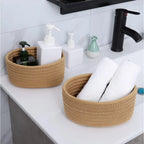 Generic Cotton 8x3 Inch Round 2 Set Bedside Organizer (Beige)