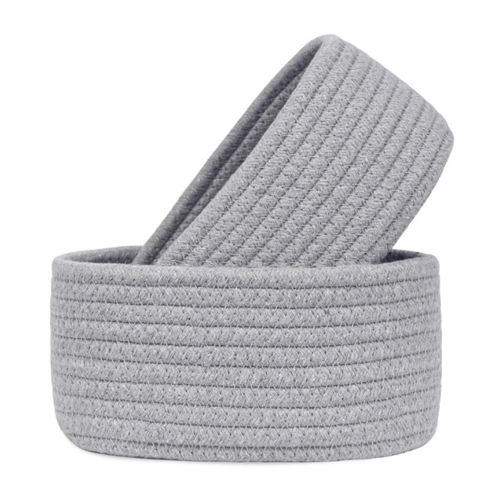 Generic Cotton 8x3 Inch Round 2 Set Bedside Organizer (Gray) Main image