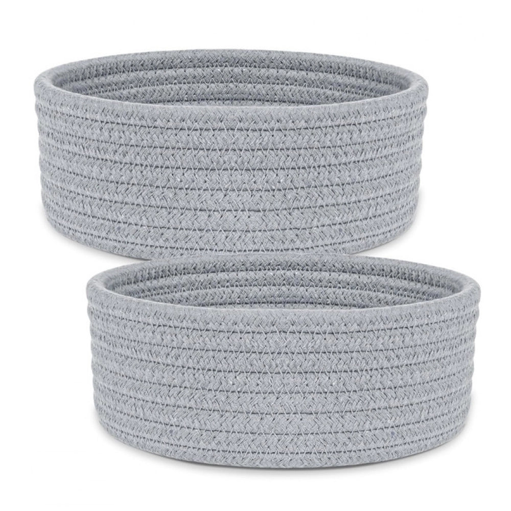 Generic Cotton 8x3 Inch Round 2 Set Bedside Organizer (Gray) Secondary image