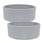 Generic Cotton 8x3 Inch Round 2 Set Bedside Organizer (Gray)