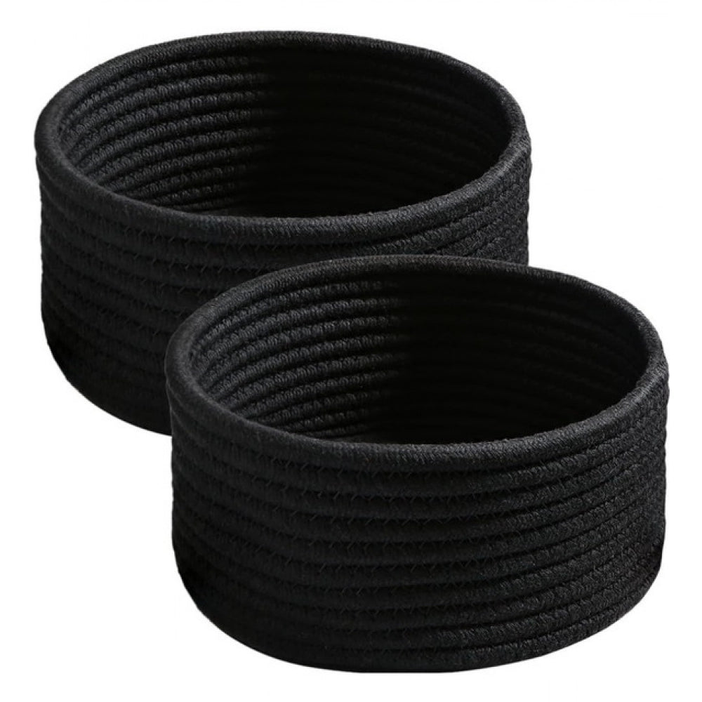 Generic Cotton 8x3 Inch Round 3 Set Bedside Organizer (Black) Secondary image