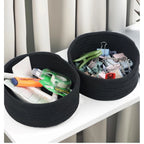 Generic Cotton 8x3 Inch Round 3 Set Bedside Organizer (Black)
