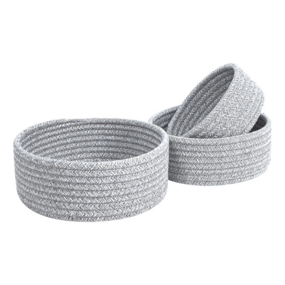 Generic Cotton 8x3 Inch Kidi Round 3 Set Bedside Organizer (Gray) Main image