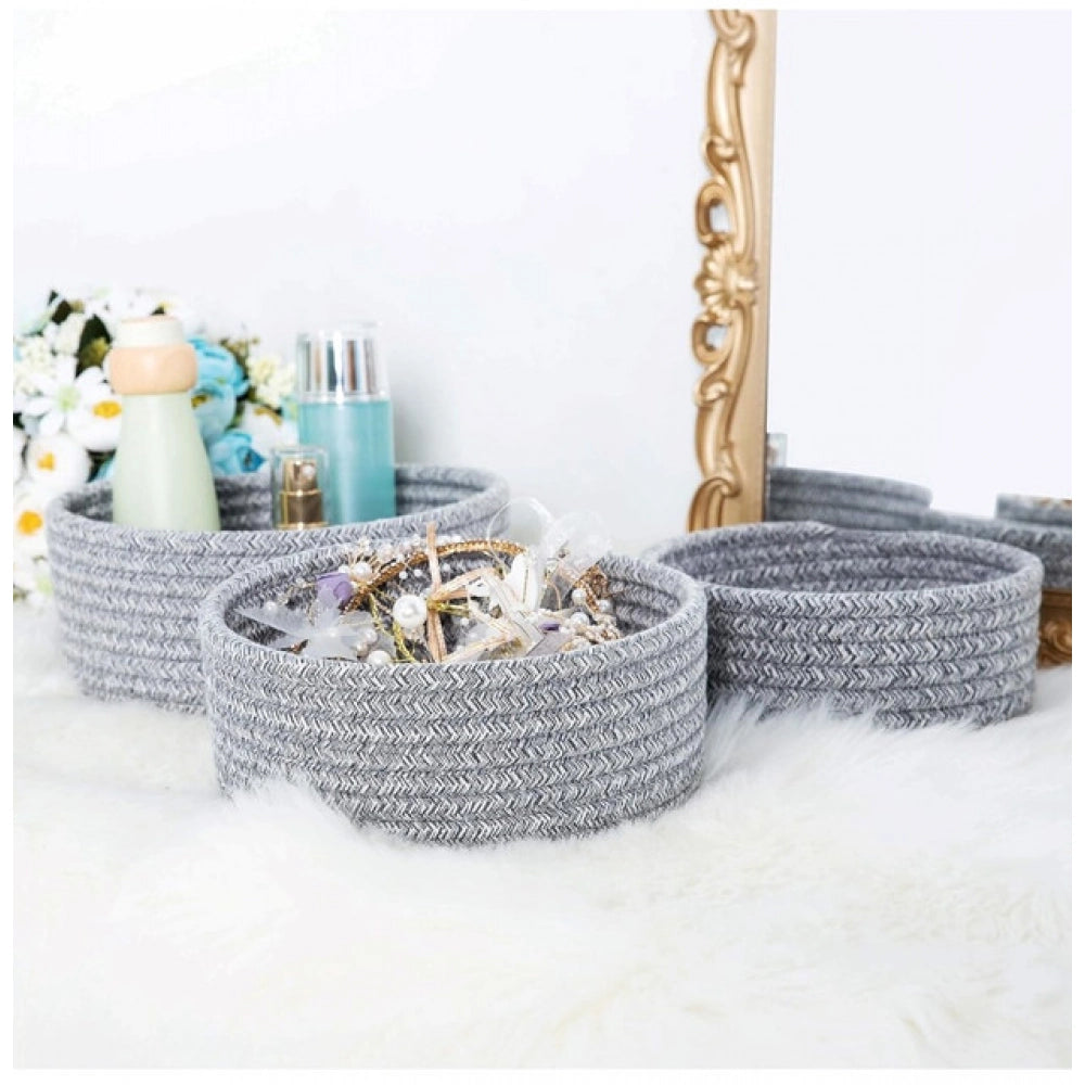 Generic Cotton 8x3 Inch Kidi Round 3 Set Bedside Organizer (Gray)
