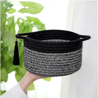 Generic Cotton 8x4 Inch Round 2 Set Kidi With Jhalar Bedside Organizer (Black Kidi)