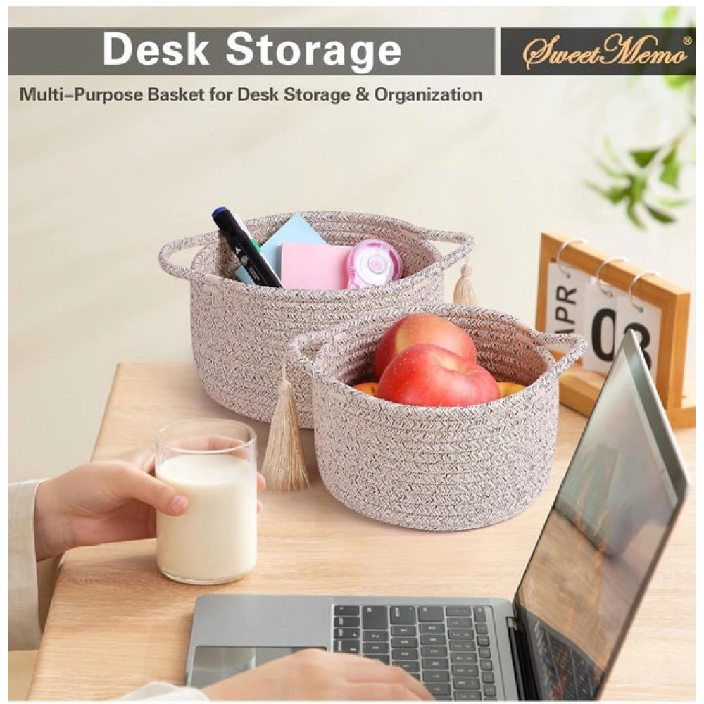 Generic Cotton 8x4 Inch Round 2 Set Kidi With Jhalar Bedside Organizer (Kidi)