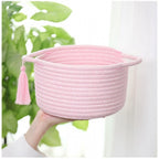 Generic Cotton 8x4 Inch Round 2 Set With Jhalar Bedside Organizer (Pink)